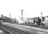 Ex-GWR 2-6-2T 'Large Prairie' No 4158 stands at platform four on a Solihull to Handsworth service