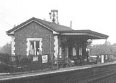 Close up view of the brick built down platform building which accommodated the booking office, general waiting room and toilets