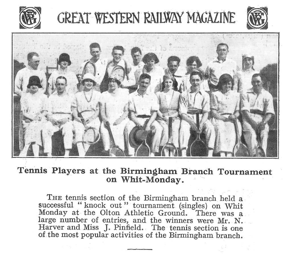 Tennis Players at the Great Western Railway's Birmingham Branch Tournamont in 1925