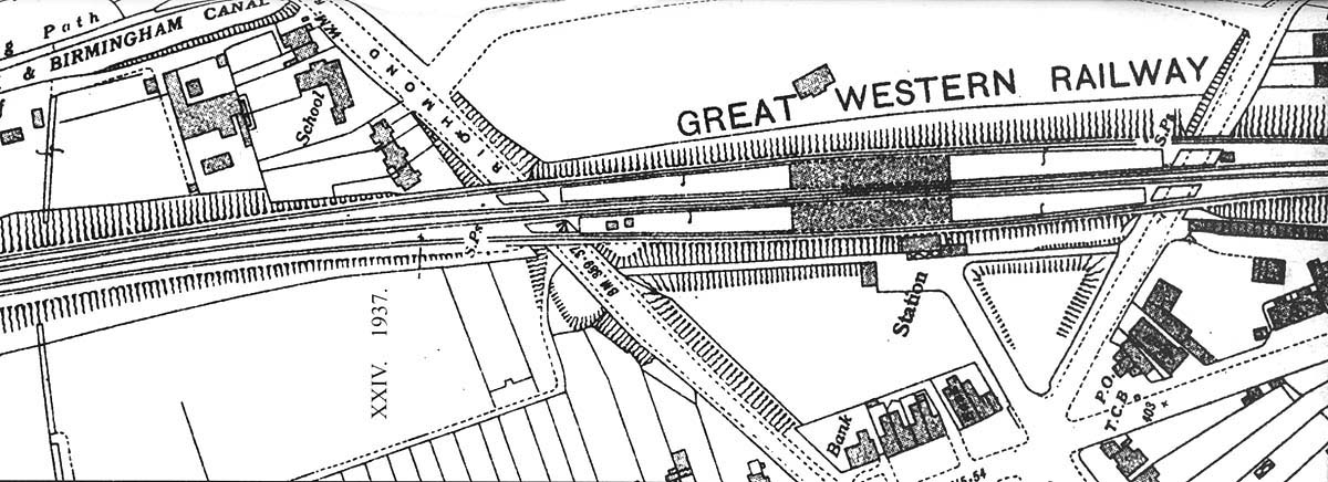 Layout of Olton station following the quadrupling of the track to Lapworth and station rebuild of 1933