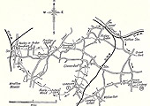 A map of the Great Western Railway's Ramble starting at Hatton progressing through Norton Lindsay, Langley, Yarningale Common and returning to Hatton station