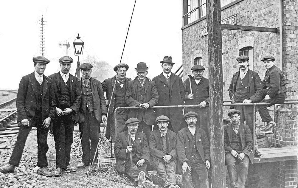 A posed photograph of the workmen who worked maintaining the lines around Rowington Junction Signal Box