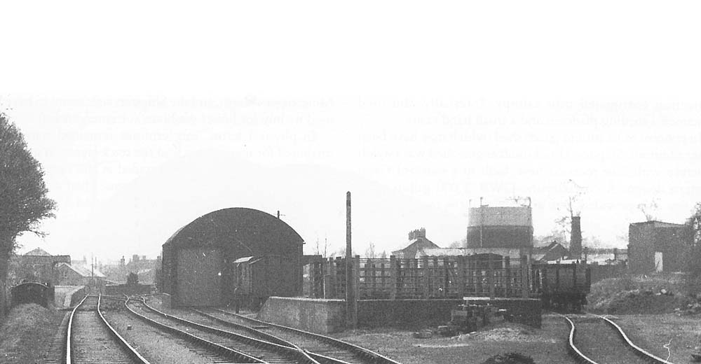 View of the station, the goods shed, cattle dock and coal merchant sidings located at Shipston-on-Stour