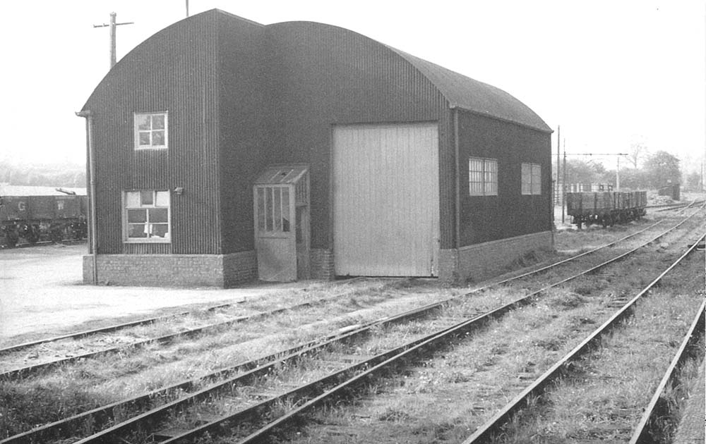 View of the goods shed which being built of corrugated iron looks more utilitarian than the standard GWR design built out of brick or stone