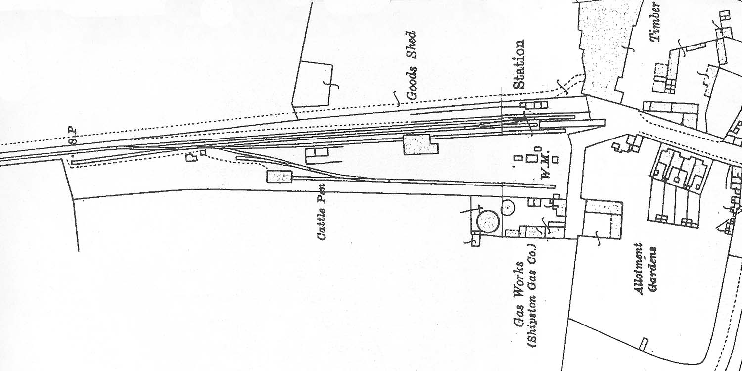 Shipston on stour station ordnance survey map showing the layout of