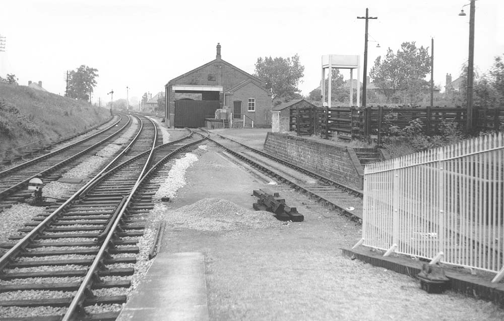 Looking towards Birmingham with Shirley station's goods shed in the middle distance and on the right a landing dock and pens for transhipping live stock
