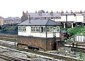 View of Small Heath North Signal Box with the down relief line in front of the signal box and the up relief line behind the signal box