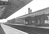 View of Small Heath and Sparkbrook station showing the relief lines either side of the platform on the right and on the left the main down platform