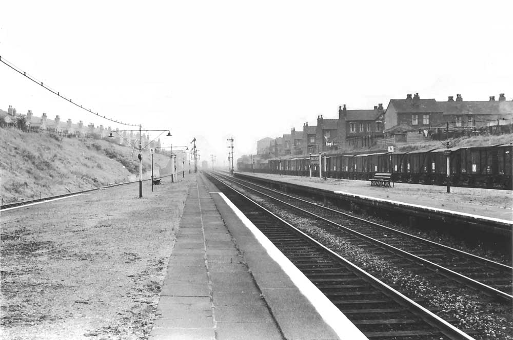 Small Heath and Sparkbrook Station looking south from the edge of the down main platform on 18th July 1963