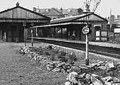 Close up of Soho and Winson Green station's main lines and associated platform buildings