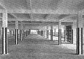 Interior of the third floor of the new Soho & Winson Green Warehouse showing the reinforced concrete design