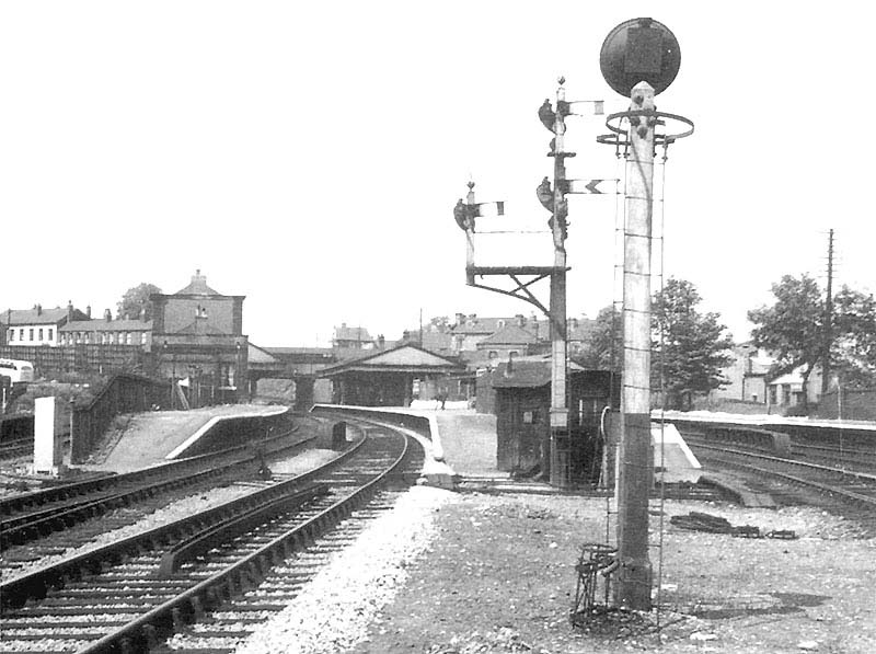 View of Soho & Winson Green Station with its three platforms looking towards Wolverhampton in 1956