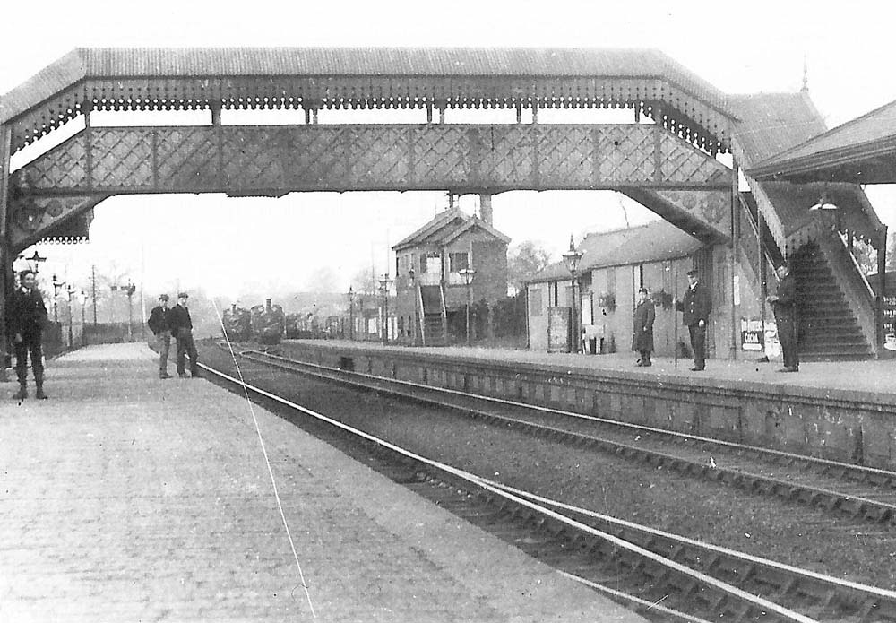Close up of the goods yard and sidings situated on the Birmingham side of Solihull station and the signal box that controlled both station and yard