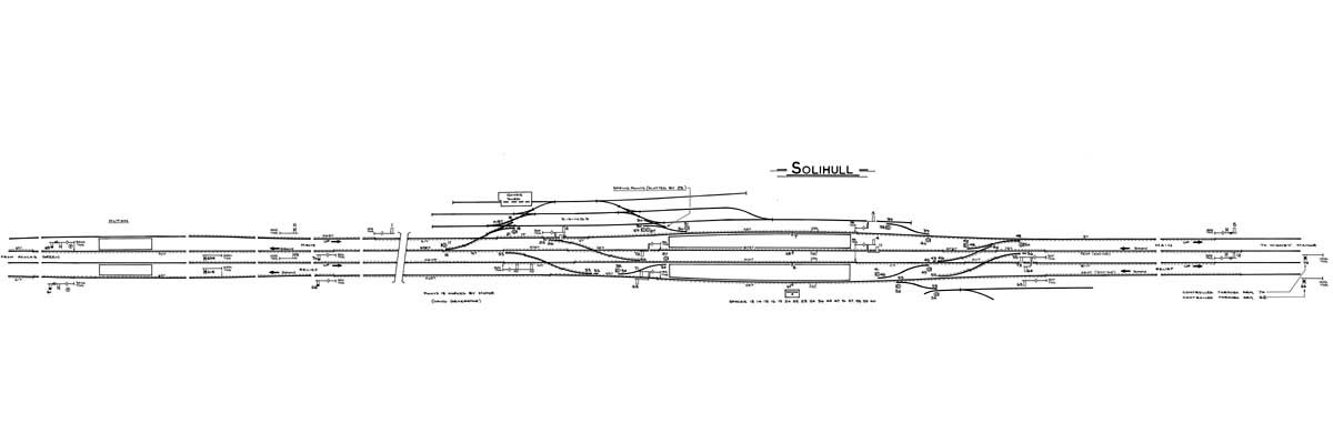 A low resolution version of the Signalling Diagram for Solihull Signal Box thought to date from early 1952