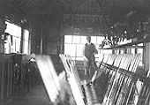 View of the inside of Solihull station's new signal box showing the multitude of levers operated by George Horsley