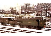 Ex-GWR 0-6-2T No 6604 is seen on a trip working, shunting Solihull goods yard in January 1962