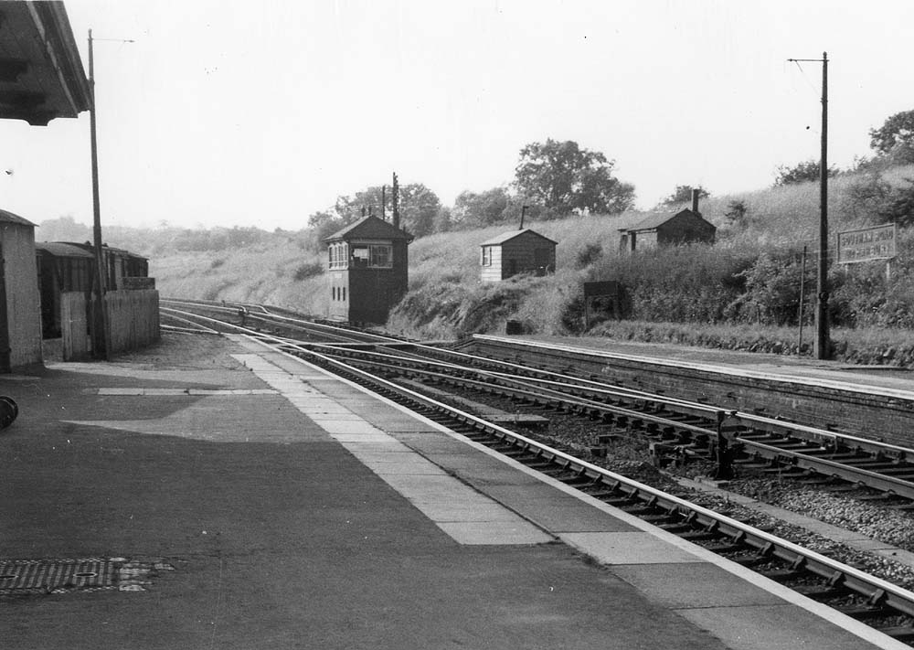 Looking north towards Leamington Spa and Birmingham with the goods yard on the left