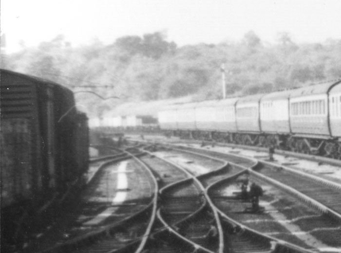 Close up showing the trackwork to the goods yard which was located at the north end of the station