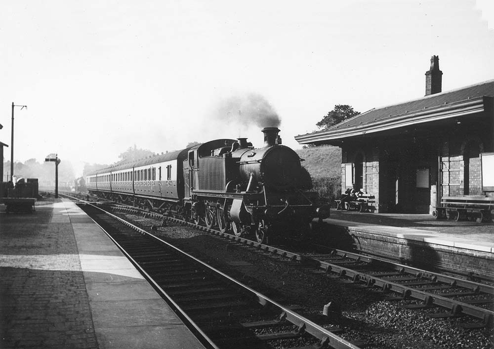GWR 2-6-2T 'Large Prairie' No 5165 pulls into the station at the head of an up local Birmingham Snow Hill to Oxford service
