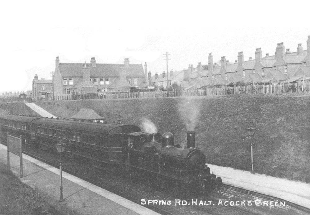 View of Spring Road Halt shortly after opening on 1st July 1908 with an unidentified GWR 0-4-2T at the head of a local auto-train passenger service