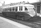 View of AEC Diesel Railcar No 5, the first of a trio of local suburban railcars, standing at Spring Road's down platform