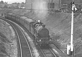 Ex-GWR 4-6-0 Castle Class No 7013 'Bristol Castle' approaches Spring Road Platform with a down express