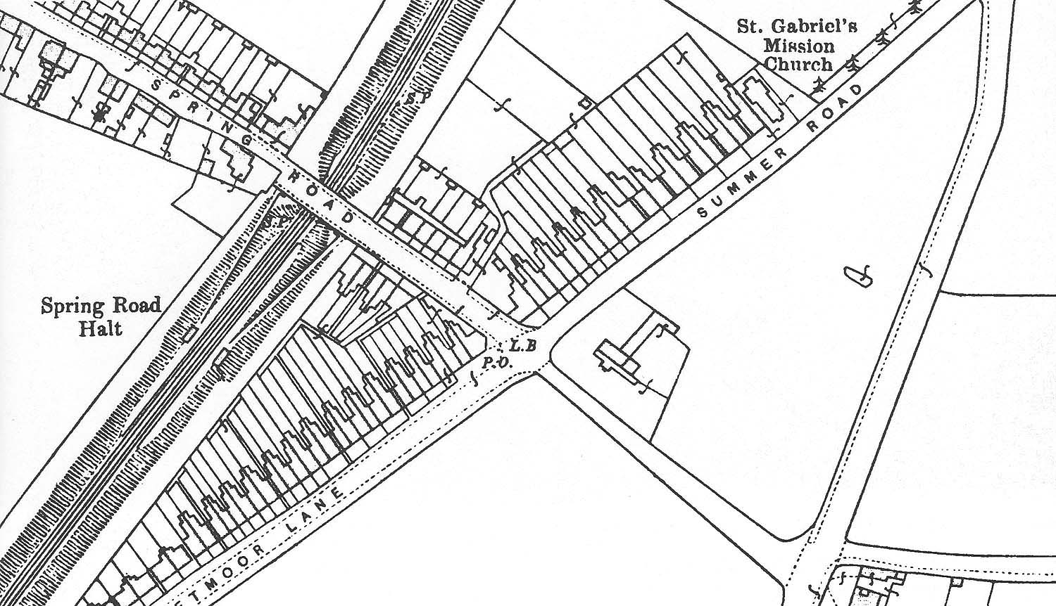 A 1913 copy of the Ordnance Survey map of Spring Road Halt prior to being reclassified as a Platform