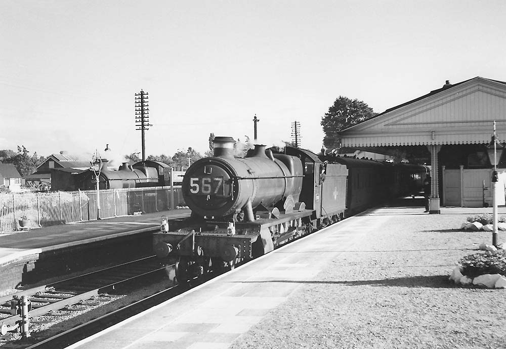 Ex-GWR 4-6-0 Hall class No 4968 'Shotton Hall' is seen on the 13:55pm Paignton to Wolverhampton service on 16th August 1958