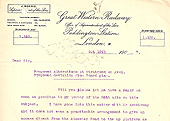 A response from Paddington received during the construction of the new Stratford-upon-Avon Station in October 1907