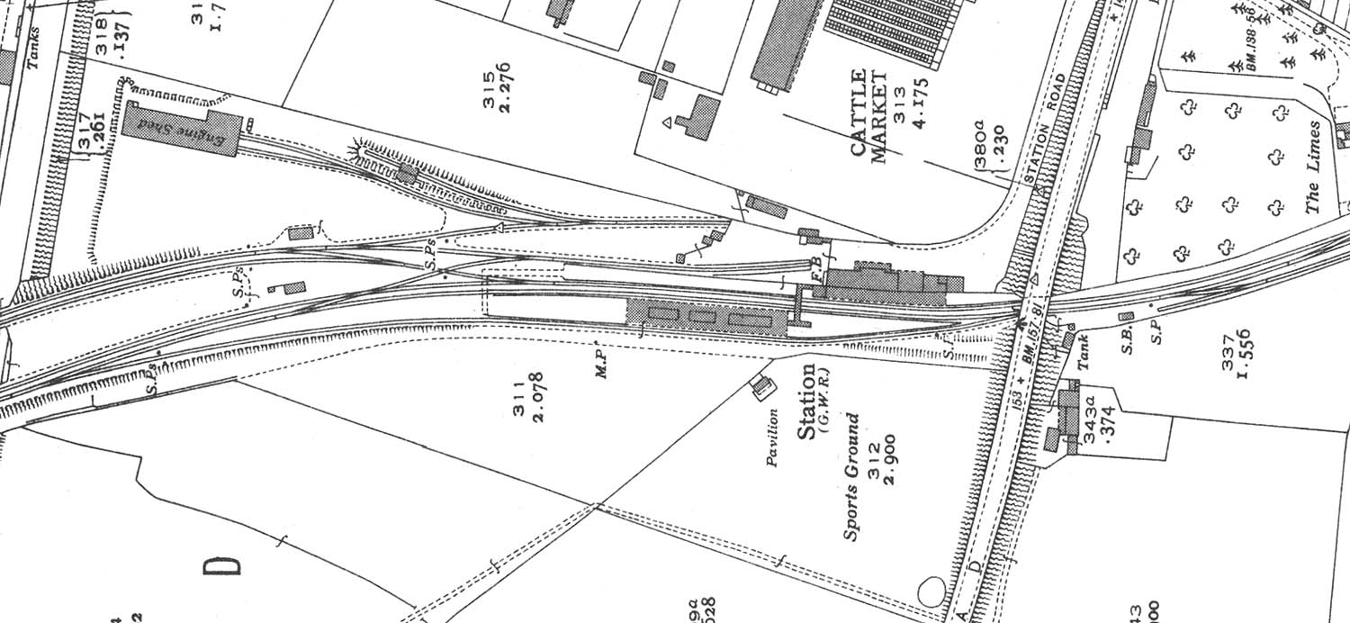 An Ordnance Survey Map of the station showing little has changed to the layout since it was extended at the beginning of the 20th century