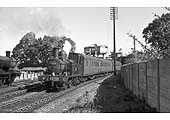 Ex-GWR 0-4-2T No 5815 by the first pedestrian crossing joining Albany Road to Shottery fields on 15th June 1957
