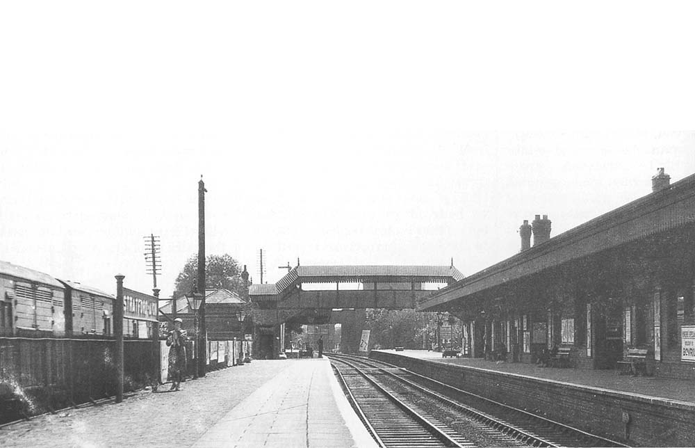 Looking towards Alcester Road bridge from the Birmingham end down platform with Stratford upon Avon's livestock market on the left