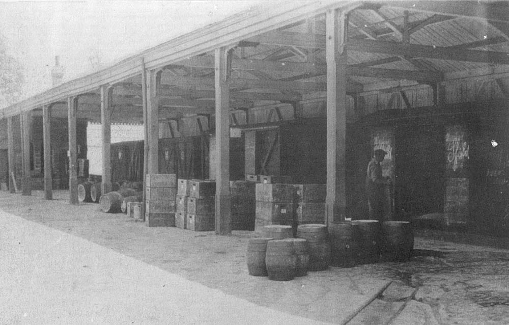 View of the goods shed utilised by Flower's Brewery of Stratford upon Avon for the transhipping of their beers across the country
