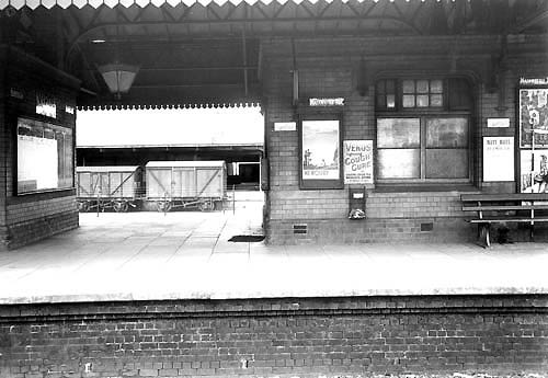 Another view from the down platform across to the island platforms showing the ladies waiting room and toilet on the right
