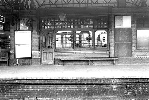 View of the entrance to the Refreshment Room provided on Stratford on Avon's island platform as seen from the down platform