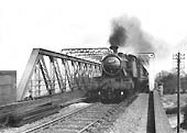 Ex-Great Western Railway 5101 class 2-6-2T large prairie No 4109 crossing the lattice girder bridge over the River Avon adjacent to Stratford Racecourse