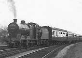 Ex-LMS 0-6-0 4F class No 44188 is seen on a SLS special leaving the former GWR line to take the spur to join the SMJ on 24th April 1965
