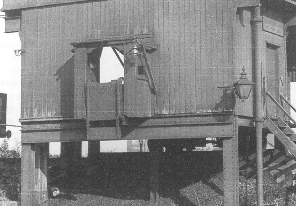 Close up of the coaling station showing the drawbridge type door which was lowered horizontally to allow the coal tubs to run out over the tender or bunker