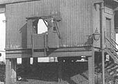Close up showing the drawbridge type door which was lowered horizontally to allow the coal tubs to run out over the tender or bunker