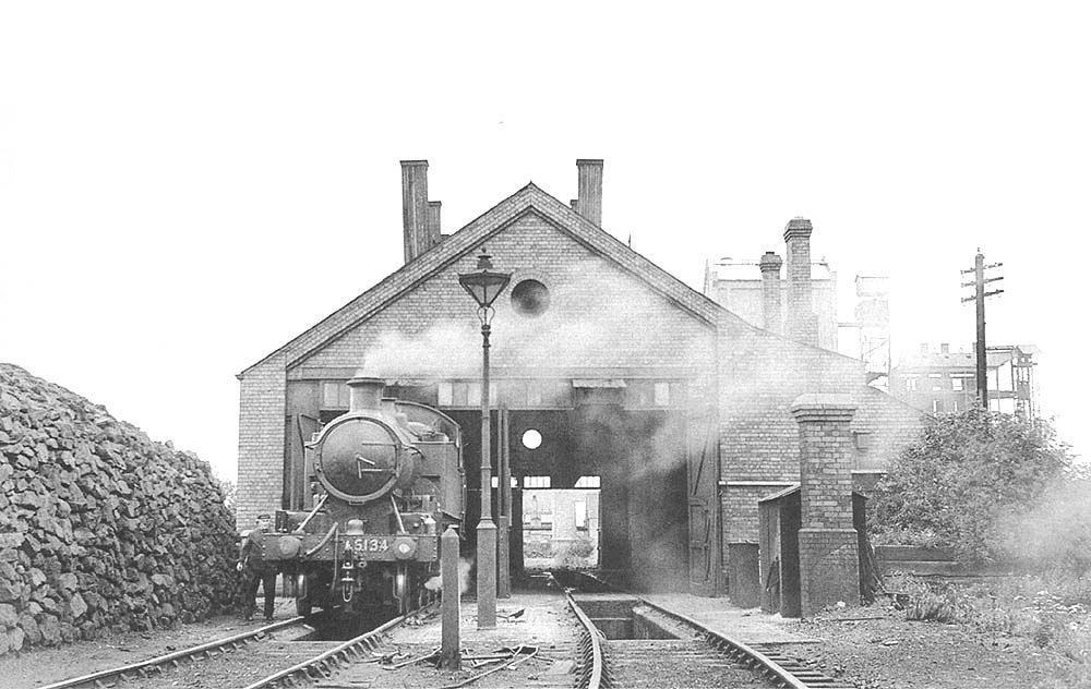 Great Western Railway 2-6-2T 51xx class large prairie No 5134 standing over the pit in front of Stratford-on-Avon engine shed on 4th August 1936