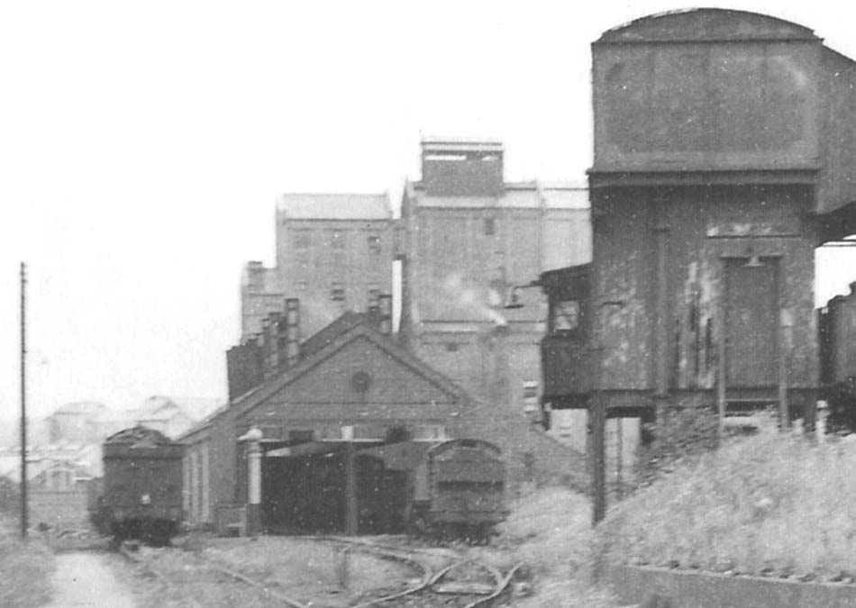 Close up showing locomotives being stabled on the siding to the left of Stratford on Avon shed and the general  facilities available