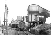 View of the single road leading to Stratford on Avon's two-road shed after passing the coaling and watering facilities
