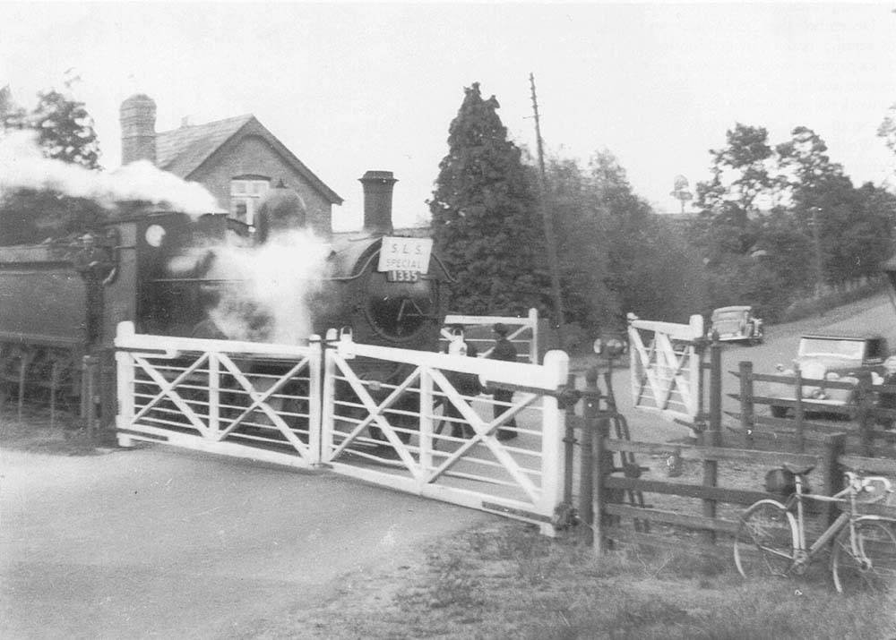 Ex-MSWJR 2-4-0 No 1335, on a SLS special, stands at Stretton on Fosse station on 31st August 1952