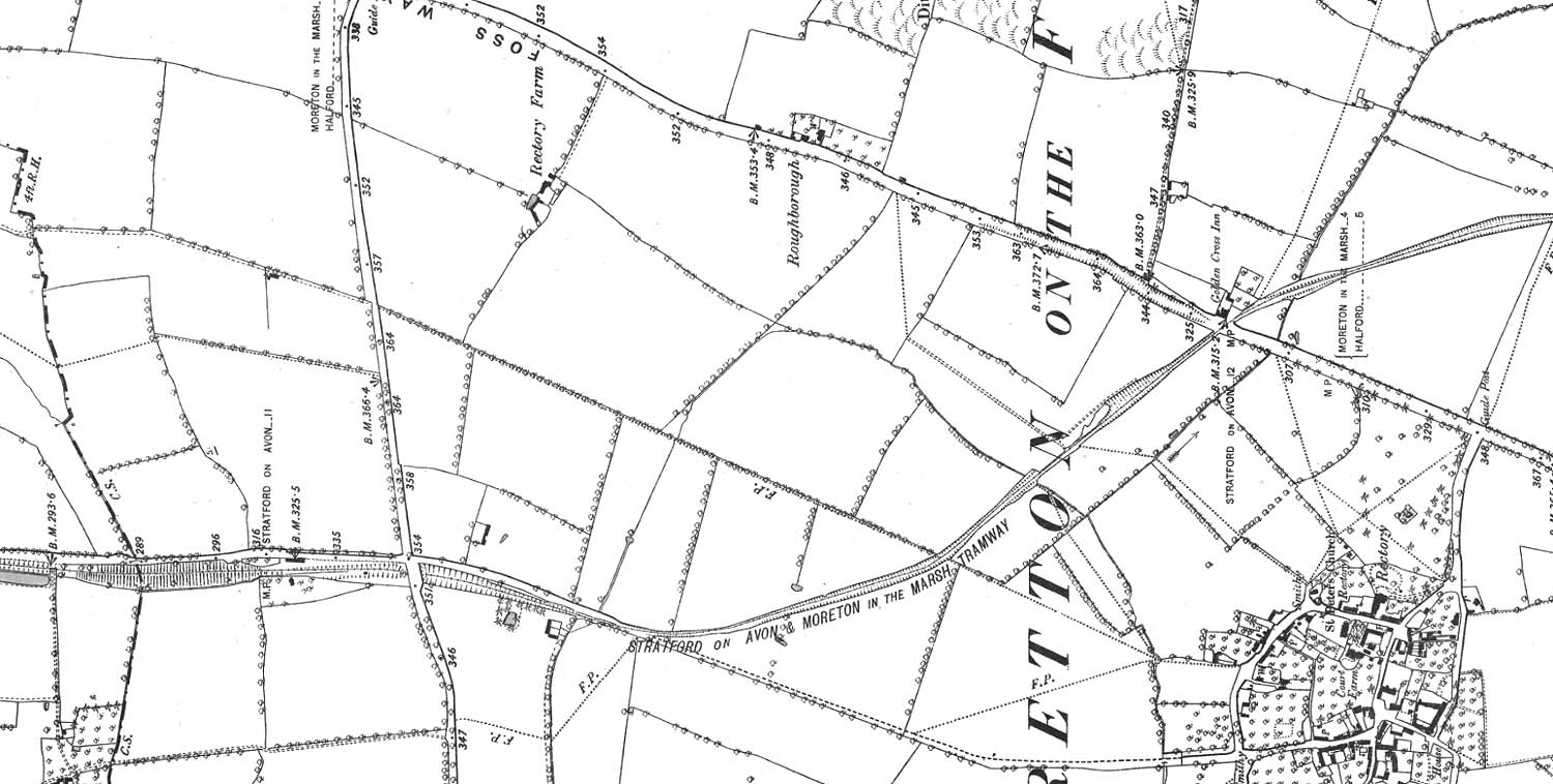 An Ordnance Survey map of Stretton on Fosse station surveyed in 1885 published in 1886