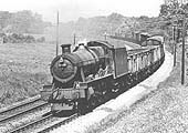 British Railways built Modified Hall Class 4-6-0 No 7908 'Hensall Hall' on a Type 7 down freight service in 1964