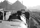 Looking along a line of withdrawn locomotives standing in line at Tyseley shed on 31st January 1965