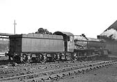 Ex-GWR 4-6-0 49xx Class No 4993 'Dalton Hall' stands outside Tyseley shed when in steam on 31st January 1965