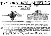 GWR Magazine advert for Samuel Taylor & Company's �Universal Sheeting� used on the Carriage Shed at Tyseley