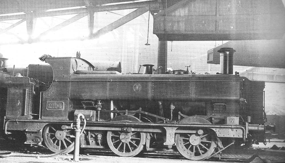 Great Western Railway 0-6-0PT 2021 class No 2104 in Tyseley Roundhouse on Sunday 13th October 1935