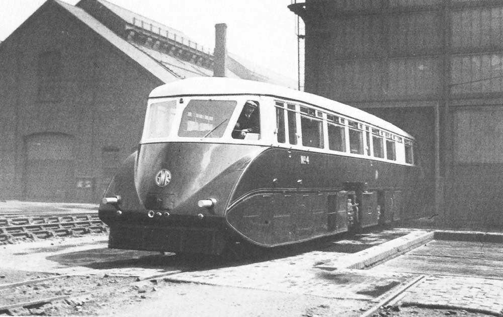 Great Western Railway Diesel Railcar No 4 outside Tyseley repair shop with engine access covers removed on Sunday 2nd June 1935